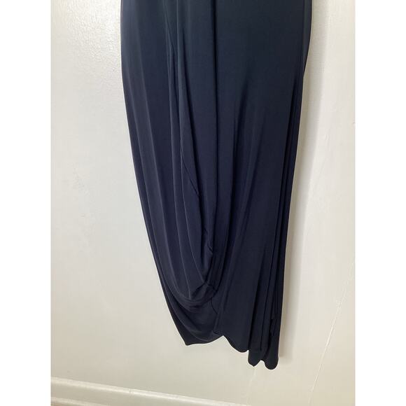 Zero + Maria Cornejo Navy Midi Sleeveless Draped Hem Jersey Asymmetrical Dress M - Picture 4 of 10